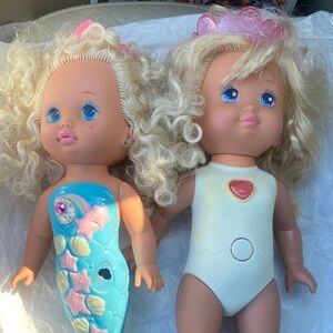 Mattel little Miss Mermaid and Princess PJ Sparkle Dolls Set 80s